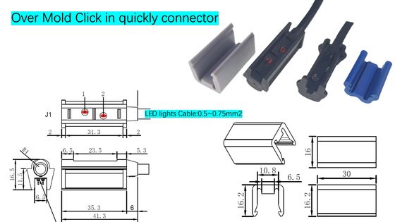 5A-20A łącznik przewlekły typu Click-In Automotive Wiring Harness z zoptymalizowanym wsparciem kablowym i światłami jednoosobowymi